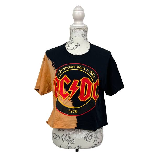 ACDC Size M High Voltage Rock and Roll 1976 Bleached Crop Tee - Picture 5 of 8